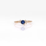 14K yellow gold Ceylon blue sapphire ring with diamond accents