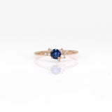 14K yellow gold Ceylon blue sapphire ring with diamond accents