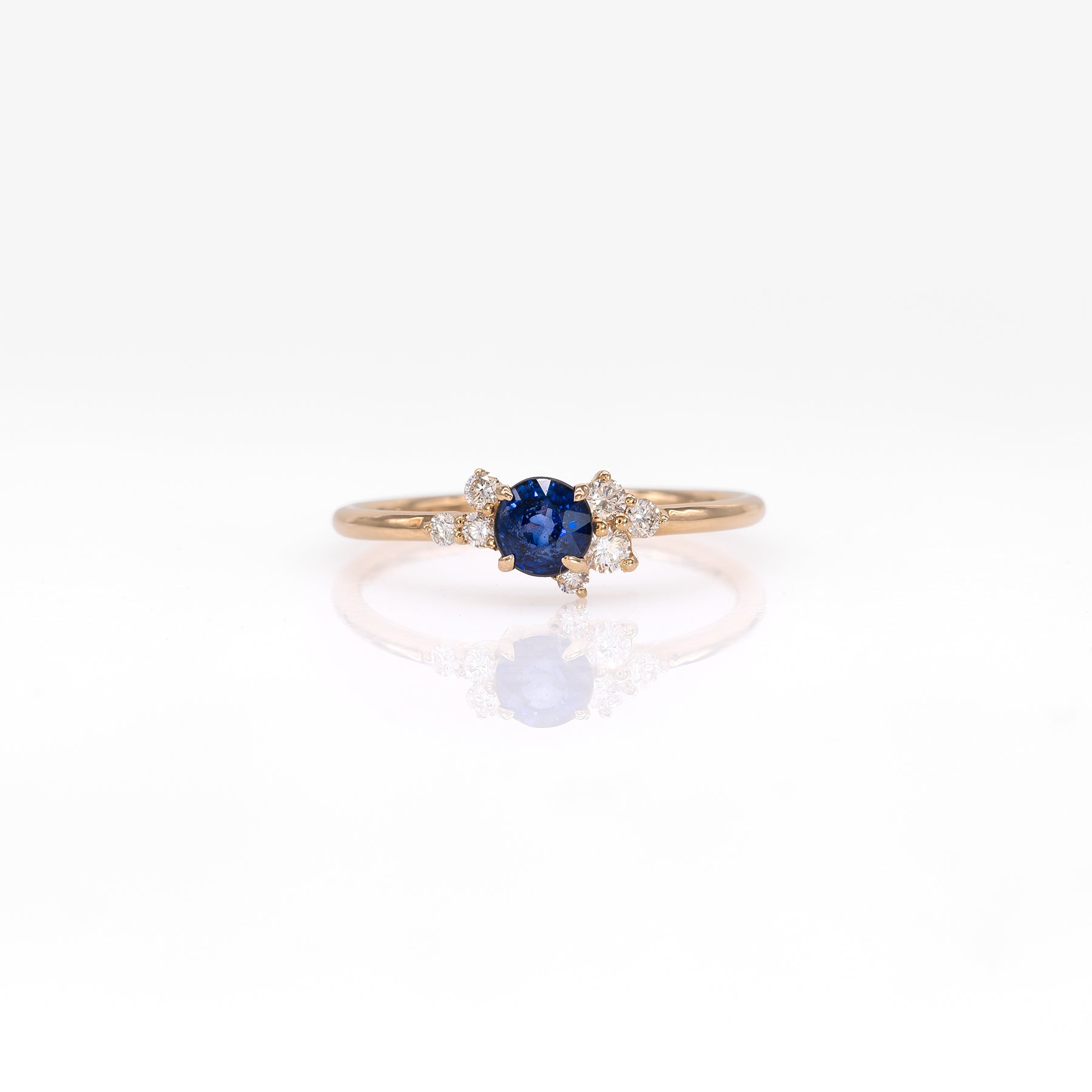 14K yellow gold Ceylon blue sapphire ring with diamond accents