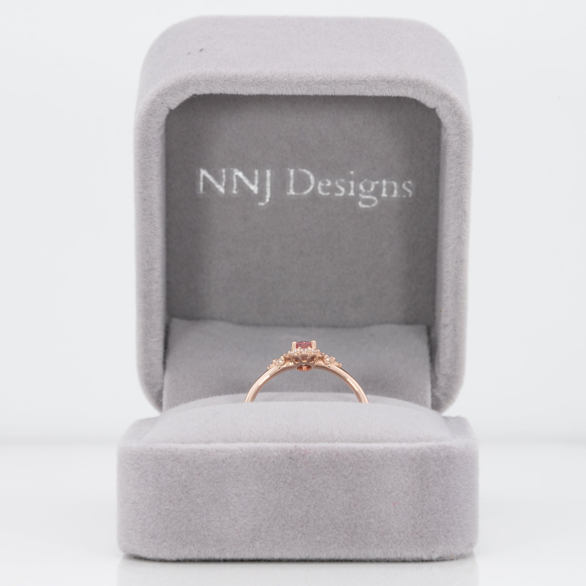 14K rose gold padparadscha sapphire ring
