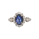 Kaya 14K White Gold Star Sapphire and Diamond Ring | 9x7mm