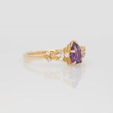 Aroha Solid 14K Gold Purple Sapphire Ring with Earth Mined Diamonds Accents, 8x4.5mm