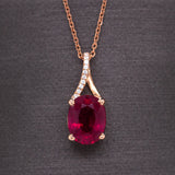Ondine 14K Rose Gold Madagascar Ruby and Diamond Pendant | OV 9x7mm