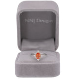 14K white gold padparadscha sapphire ring with diamond halo