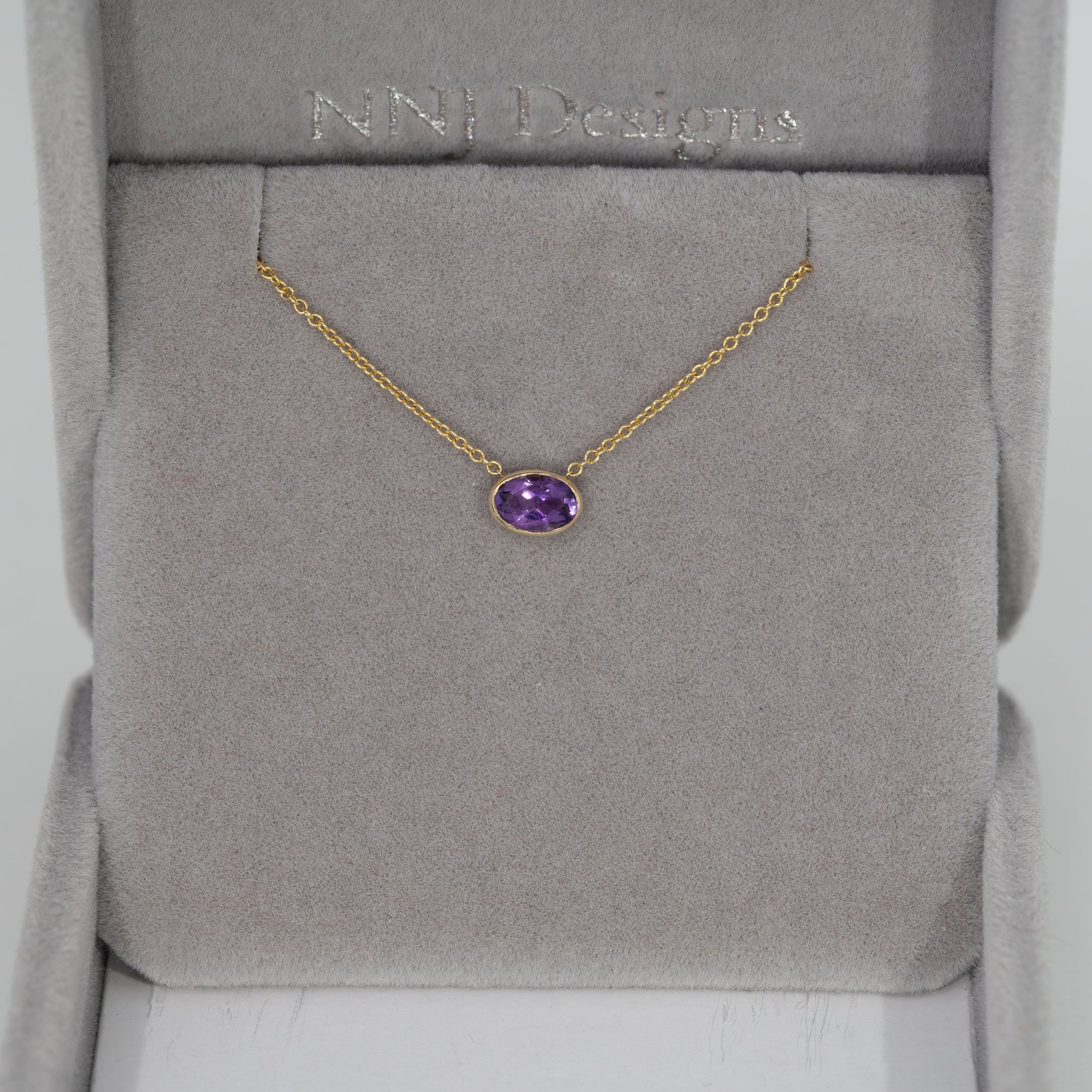 14K Yellow Gold Amethyst Necklace
