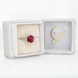 Cira Solid 14k Gold Star Ruby Ring with Natural Diamond Accents, Oval 10x8mm