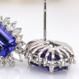 Lyra 14k Solid White Gold Tanzanite Ring W Natural Diamond Accents | Emerald, 8x6mm