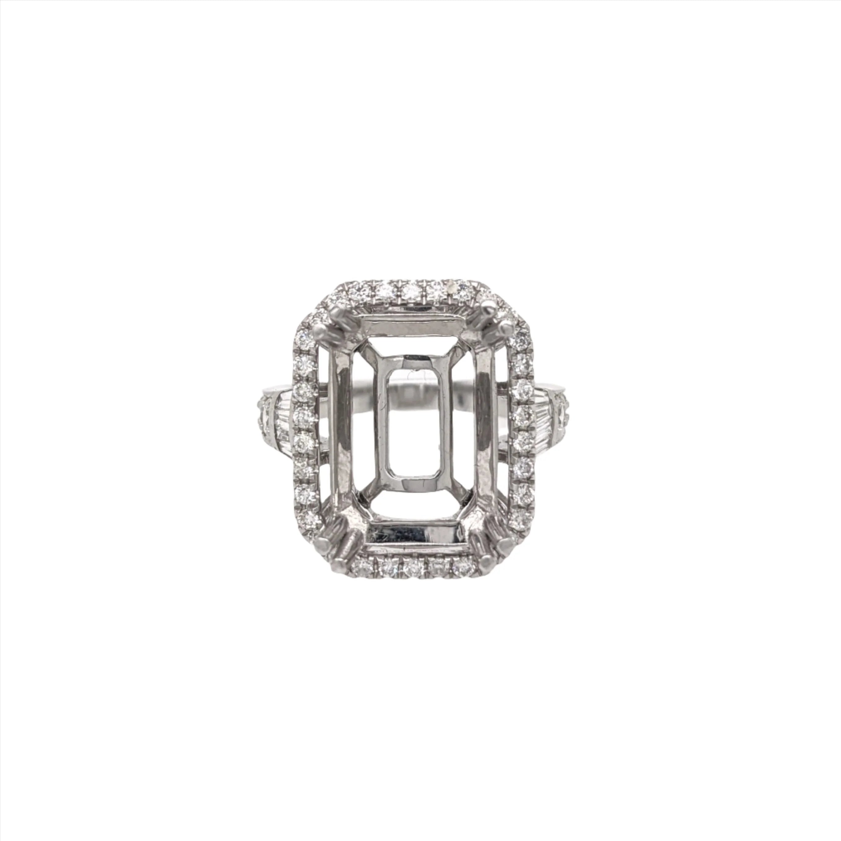 diva 14k gold diamond emerald cut semi mount ring