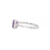 Stella Solid 14k Gold Amethyst Ring with Natural Diamonds Accents, Emerald cut 7x5mm