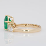 GIA Certified Colombian Emerald & Natural Diamond Ring: Solid 14K Gold, Pear Cut