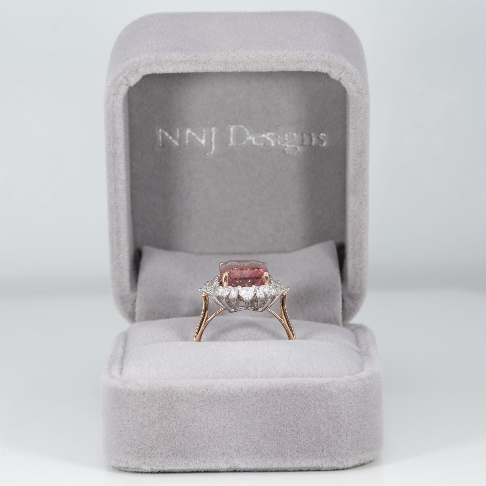 14K white & rose gold bi-color tourmaline ring with diamond accents