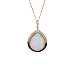 Yana 14K Yellow Gold 8.83cts Ethiopian Opal Diamond Pendant | Pear Shape 18x15mm