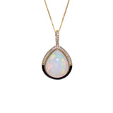 Yana 14K Yellow Gold 8.83cts Ethiopian Opal Diamond Pendant | Pear Shape 18x15mm