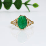 3ct Statement Emerald Ring w Natural Diamond Accents in 14K Gold | OV 11x8mm