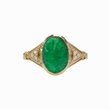 3ct Statement Emerald Ring w Natural Diamond Accents in 14K Gold | OV 11x8mm