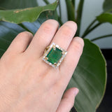 7.5ct Zambian Emerald Ring with Natural Diamonds in 18K Solid Gold - Heirloom Quality, Timeless Jewelry