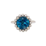 Rossana 14K White Gold London Blue Topaz Diamond Ring | Round 10mm