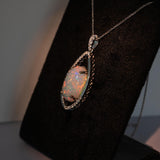 Ivanka Solid 14K Gold Ethiopian Opal & Natural Diamond Accent Pendant, 16x9.5mm