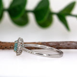 Linda 14K Solid White Gold Afghan Tourmaline and Diamond Ring | OV 5x4mm