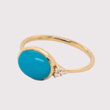 Amaris 14k Solid Gold Sleeping Beauty Turquoise Ring with Natural Diamond Accents | Oval 10x8mm