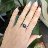 Elysia Solid 14k Gold Star Sapphire Ring with Natural Diamonds Accents, Oval 11x9mm