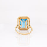 Aurelia 14k Solid Gold Swiss Topaz Ring with Natural diamonds | Emerald cut, 14x10mm
