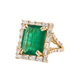 7.5ct Zambian Emerald Ring with Natural Diamonds in 18K Solid Gold - Heirloom Quality, Timeless Jewelry