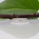 14K white gold natural diamond band ring, minimalist stackable