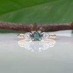 14K white & yellow gold alexandrite ring with diamond accents