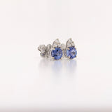Tanzanite and Diamond Earring Studs in 14K White Gold |  Round 4mm