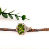 Akira 14K Yellow Gold 7.3cts Peridot Diamond Ring | Cushion Cut 14x10mm