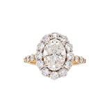Sora Solid 14k White and Yellow Dual Gold Lab Diamond Ring With Natural Diamonds Halo | 10x7mm