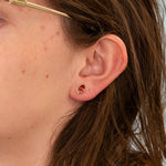 14K white gold padparadscha sapphire pear earrings with diamond accents