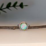 2ct Ethiopian Opal Solitaire Ring in Solid 14K White Gold | RD 10mm