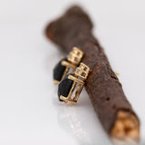 Dove 14k Yellow Gold  Black Spinel and Diamond Earrings |Oval 7x5mm