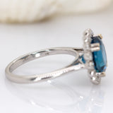Rossana 14K White Gold London Blue Topaz Diamond Ring | Round 10mm
