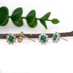 Alice 14K White Gold 0.55cts Emerald Diamond Stud Earrings | Oval 5X4mm