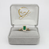 Eden 14K Yellow Gold Emerald and  Diamond Accents Ring | Emerald Cut 7x5mm