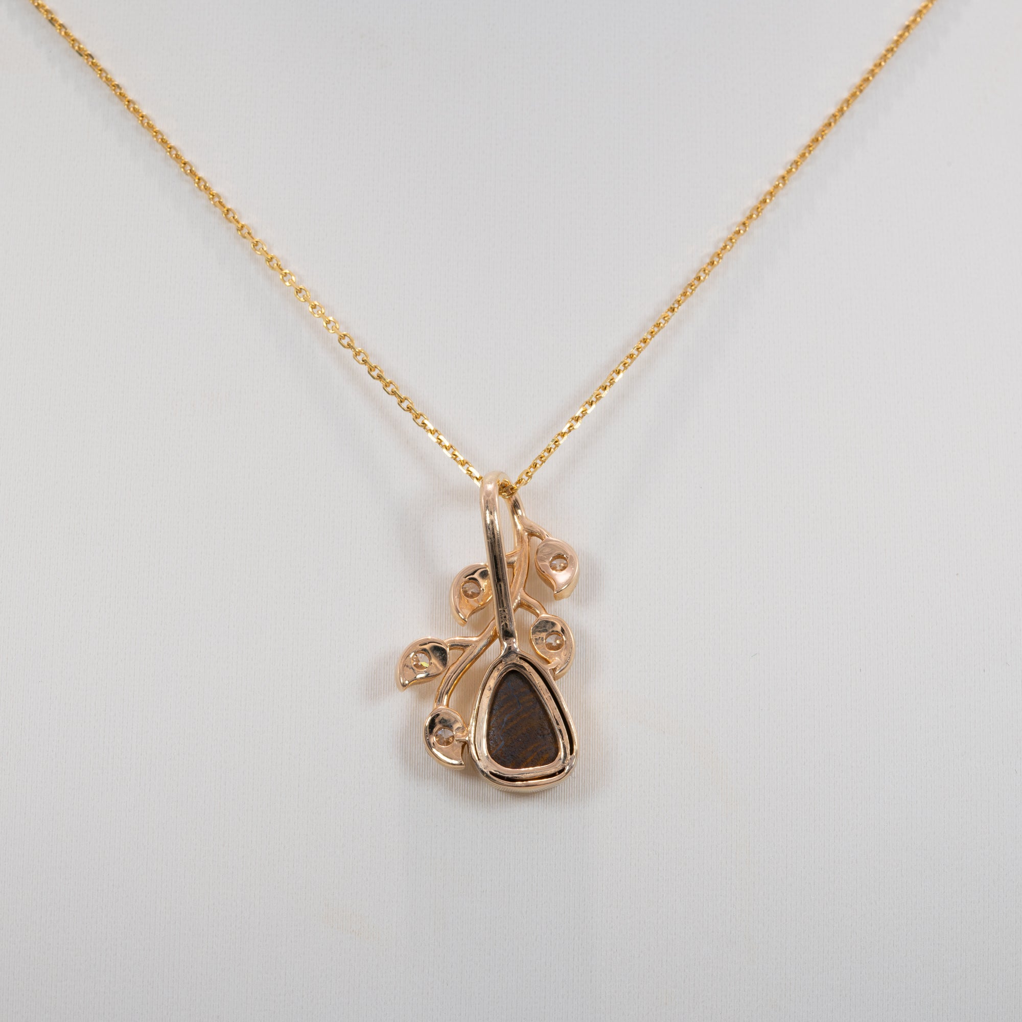 14K yellow gold boulder opal pendant