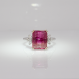 Jazz Solid 14K Gold Bi-color Tourmaline Ring with Natural Diamonds Accents