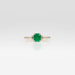 14K yellow gold colombian emerald ring with diamond accents