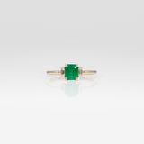 14K yellow gold colombian emerald ring with diamond accents