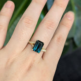Apsara 14K Yellow Gold Indicolite Tourmaline Diamond Ring | EM 10x7mm