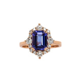 Tina 14K Rose Gold Tanzanite Diamond Ring | EM 8x6mm