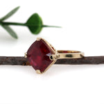 Yana 14K Yellow Gold 10.60cts Madagascar Ruby Ring | Princess 12mm