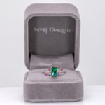14K white gold indicolite tourmaline ring with pink sapphire accents