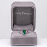 14K white gold indicolite tourmaline ring with pink sapphire accents