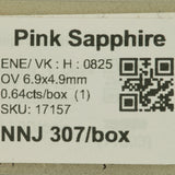0.64 carat natural pink sapphire oval 6.9x4.9mm loose gemstone – view 2