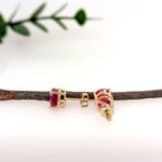 7mm 8mm Round Madagascar Ruby Solitaire Stud Earrings in 14K Gold