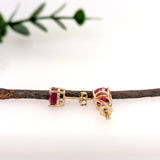 7mm 8mm Round Madagascar Ruby Solitaire Stud Earrings in 14K Gold